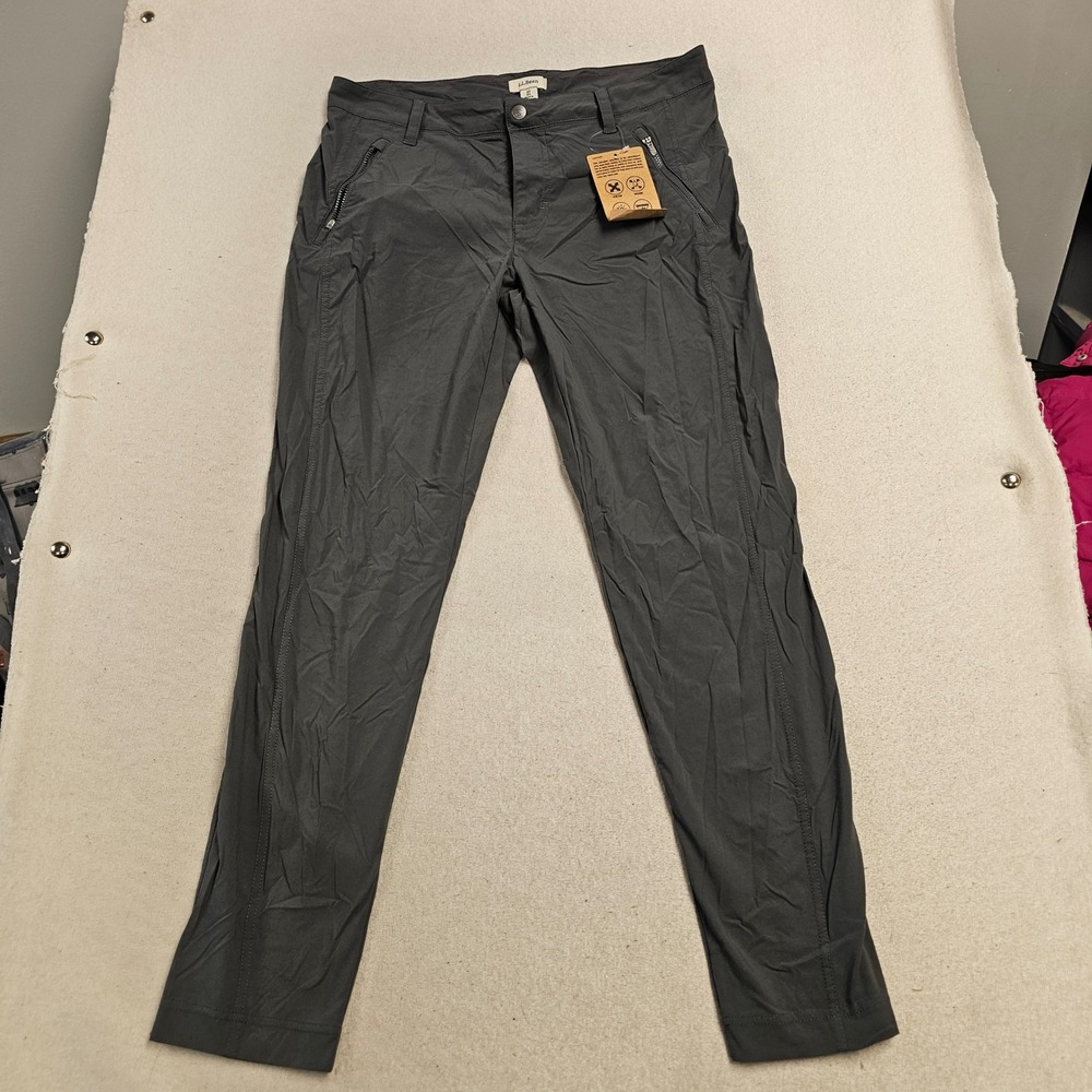 L.L.Bean Vista Trekking Pants Womens 10 Reg Gray Hiking Stretch UPF 50 NWT